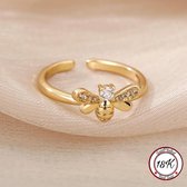 Soraro Bijen Ring | Bijen Ring | Verstelbare Ring | 18K Goldplated | Zirkonia Stenen | Dames Ring | Vrouwen Ring