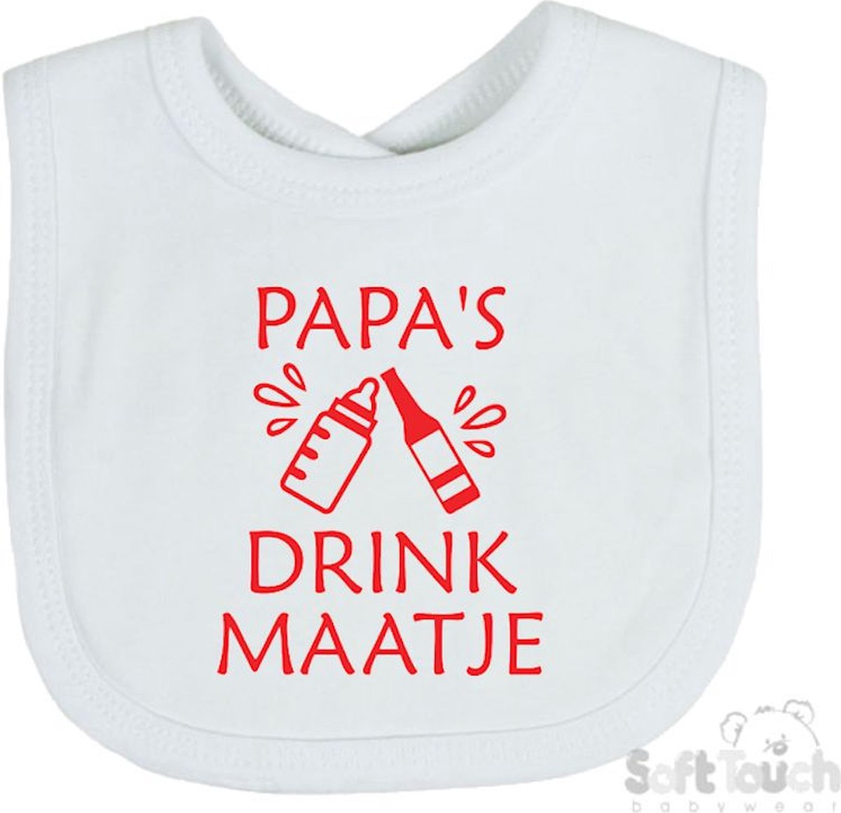 Goedkoopste Soft Touch Slabber Slabbetje Slab Papa's drink maatje Vaderdag Unisex Katoen Wit/rood Maat 33x22 Cm