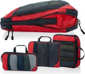 Cubes de compression pour valise et sac à dos avec sac d'emballage, rouge.
