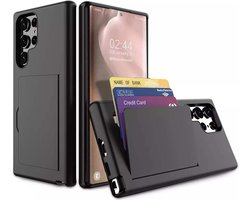 Smartphonica Samsung Galaxy S23 Ultra hoesje sterk TPU met pashouder - Zwart geschikt voor Samsung Galaxy S23 Ultra