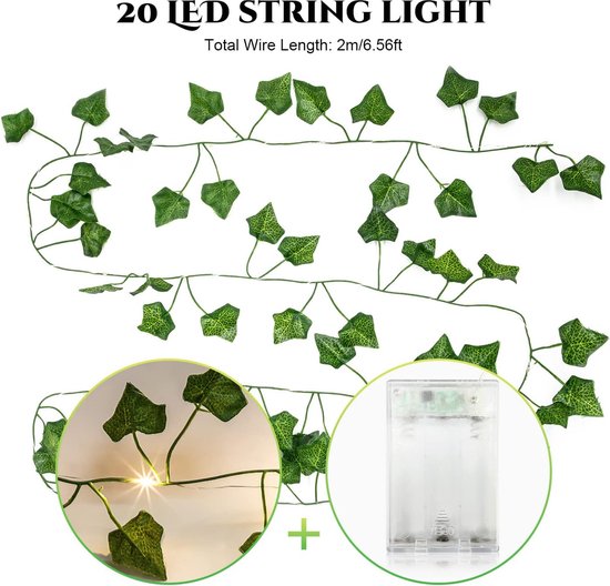 Guirlande de Lierre avec lumières LED - 24 pièces - Haie