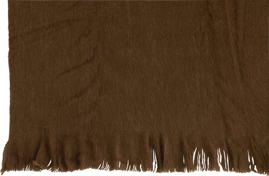 J-Line Plaid franje - polyester - bruin - 180 x 140 cm - woonaccessoires