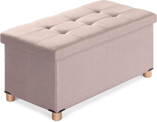 Bonlife Pouf de rangement pliable pour salon, coffre à jouets, boîte de rangement, en forme de cœur en peluche, repose-pieds, blanc, 38 x 38 x 32 cm