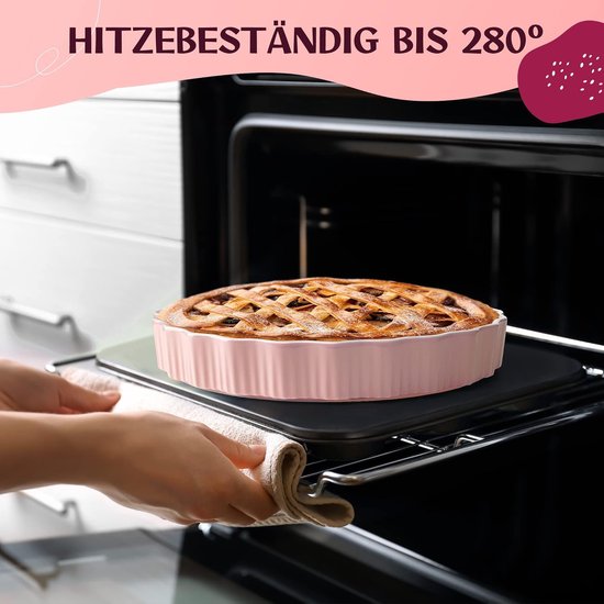 MamboCat Quicheform Veggi weiß I 28cm I 1 Liter I rund I glänzende Schale mit Wellenrand für Kuchen, Tarte, Tortenboden, Obst-Pie etc. I Backform für Gratins I Geschirr-Zubehör