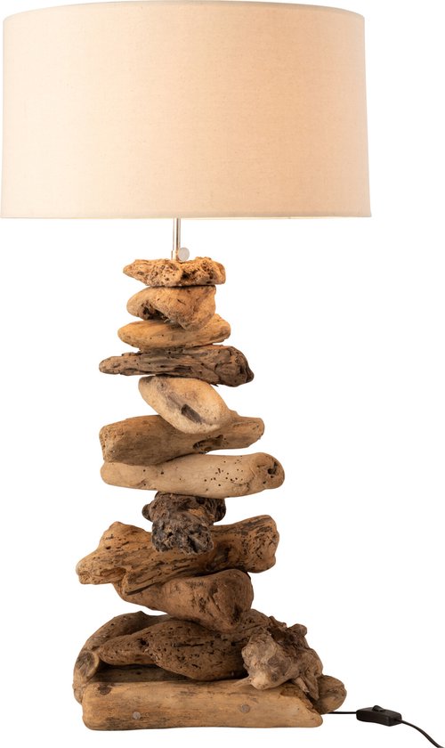 J-Line lamp + kap - hout - naturel/beige - small