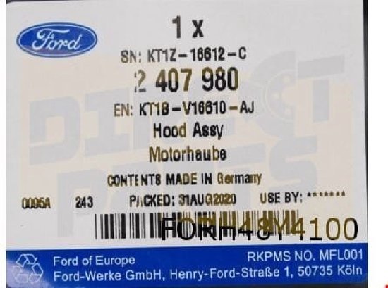 Ford Transit Connect (6/18-) motorkap (te spuiten) Origineel! 2407980