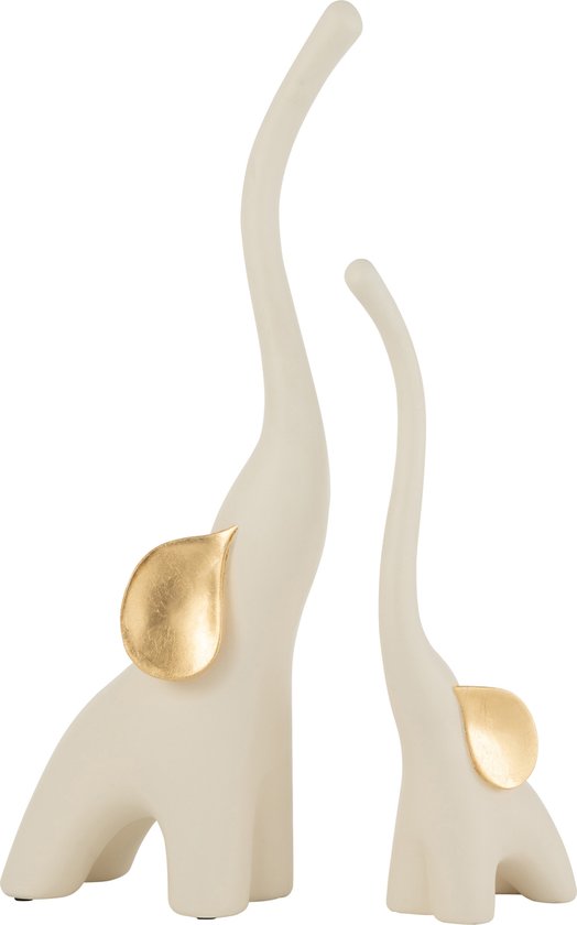 J-Line figurine Elephant - resine - crème/or - large