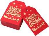 Kerst cadeaulabels - naamlabels - labels karton - kerstcadeau - kerstkado - rood goud - 15 stuks incl. touw