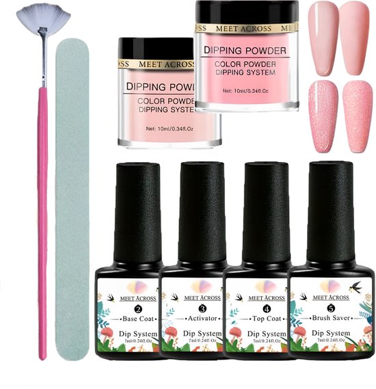 Foto: Dipping powder starter kit 2 kleuren dip poeder nagel poeder dip nagels nagel set nagellak roze