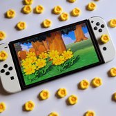 Bloemen Geel Design Thumb Grips - 2 Joycon dopjes - geschikt voor Nintendo Switch, Lite, Oled - Schattig Cute Cozy Leuk Bloem