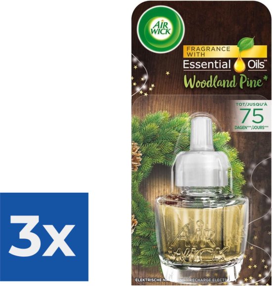 Airwick Elektrische Luchtverfrisser Navulling Woodland Pine - 19 ml - Voordeelverpakking 3 stuks