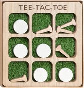 Eccolo Tee Tac Toe Table Game, Golf Themed Wooden Table Top Decor and Brain Teaser Puzzles for Adults Great for Game Night, 21.59x22.86x.2.0cm Tic Tac Toe Wood Board Game for Kids and Family