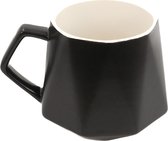 Intirilife Koffiekopje met fijne afwerking in het Zwart, inhoud van 350 ml - 13 x 10.5 x 9.2 cm - Theekopje met handvat, drinkbeker voor koffie, thee, melk, cacao en nog veel meer