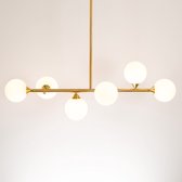Design plafondlamp goud met melkwit glas, 6-licht - Aster