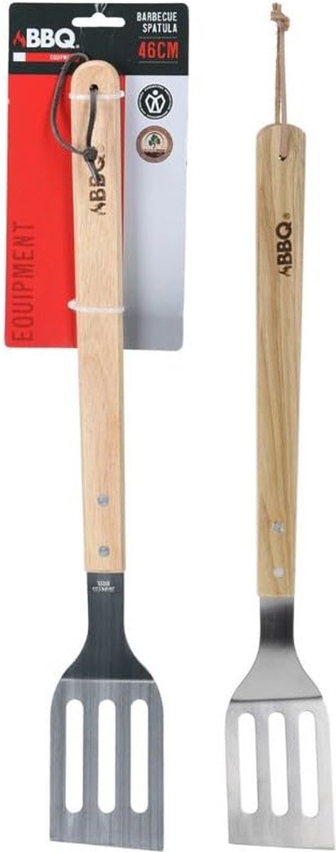 RVS BBQ/barbecue spatel met houten handvat 46 cm - BBQ gereedschap/benodigdheden - Vlees spatel