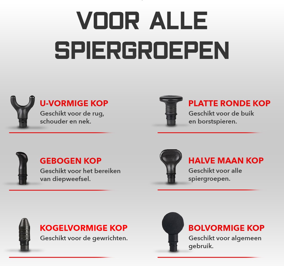 Afbeelding 2 van TheBestU - Massage Gun - Sport - Relax - Massage Apparaat - Spierherstel - Blessures - Professioneel - Massage Pistool - 6 Opzetstukken - Luxe Koffer - 30 Snelheden - Draadloos - Jong en Oud - Zwart en Grijs - Kado - Cadeau - Zomer - Winter
