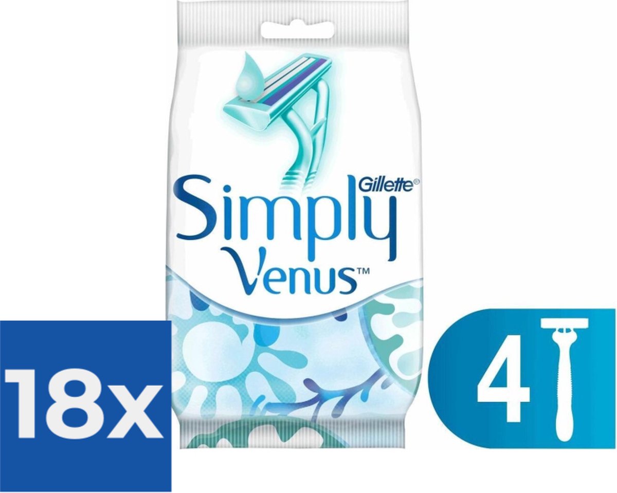 Gillette Simply Venus2 Wegwerpscheermesjes Vrouwen - 4 Stuks - Voordeelverpakking 18 stuks