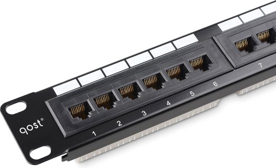 Qost Qost Cat6 patch paneel 24-poorts - Cat6 verdeler voor 19 inch ...