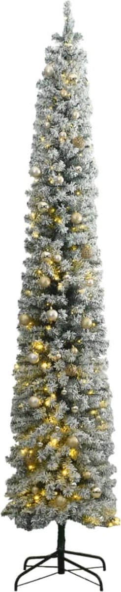vidaXL-Kerstboom-smal-300-LED's-kerstballen-en-sneeuw-300-cm