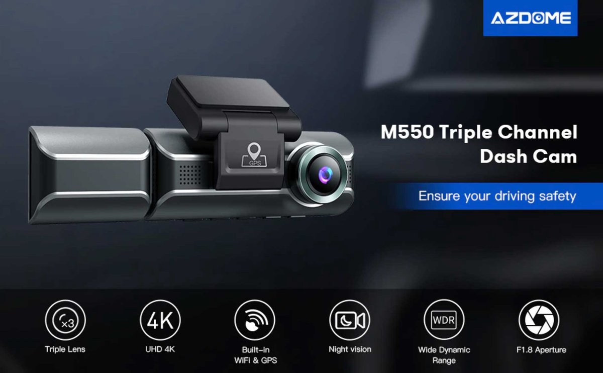 AZDome M550 Pro: 3CH 4K dashcam met WiFi en GPS thumbnail 2