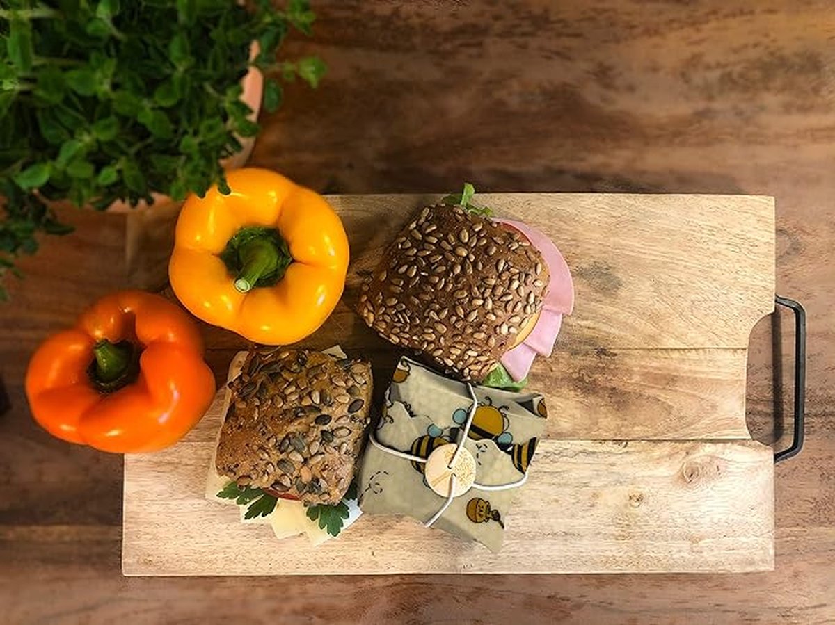 Bijenwas Wraps - Set van 3 (S, M, L) - Vershoud - Beeswax Wrap - Bijenwas Doek - Duurzaam, Natuurlijk en Biologisch - Herbruikbaar - Geen Plastic - 29B — cadeau in Kookcadeaus - foto 6