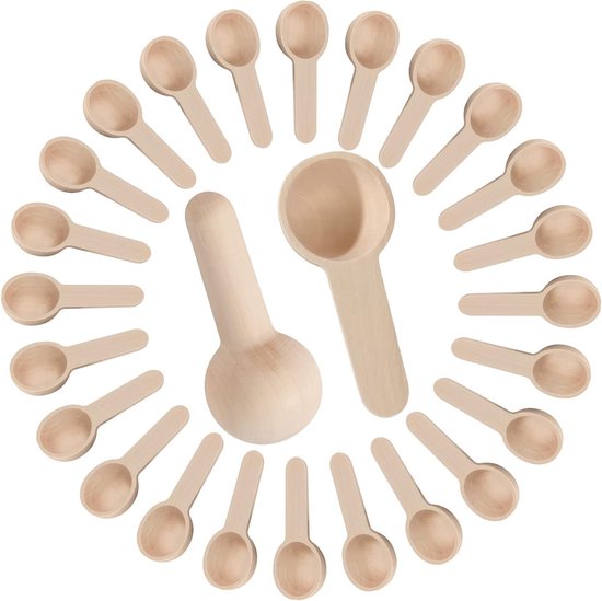 Integrity.1 Handgemaakte houten lepel, 20 stuks mini houten lepels, kleine houten kinderlepels, 13 cm kleine houten serveerlepels, voor ijs, honing, koffie, thee, specerijen, medicijn
