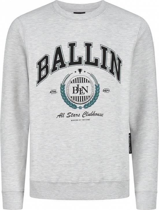 Ballin Amsterdam - Jongens Slim fit Sweaters Crewneck LS - Grey - Maat 16