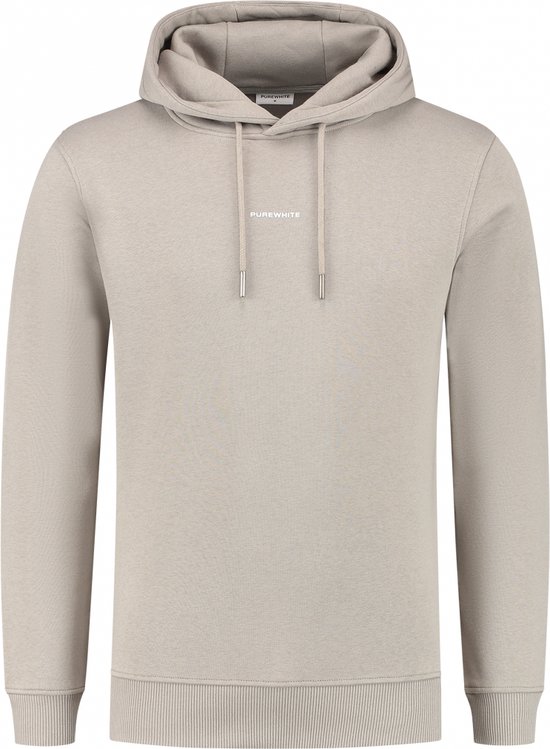 Purewhite - Heren Slim fit Sweaters Hoodie LS - Taupe - Maat XXL