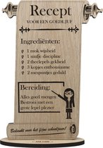 Grappig Juf Bedankt Cadeau Gepersonaliseerd | Geschenk om Lerares te Bedanken | Bedankje Juffrouw | Kaart van Hout | Einde Schooljaar Recept | 17.5 x 25 cm