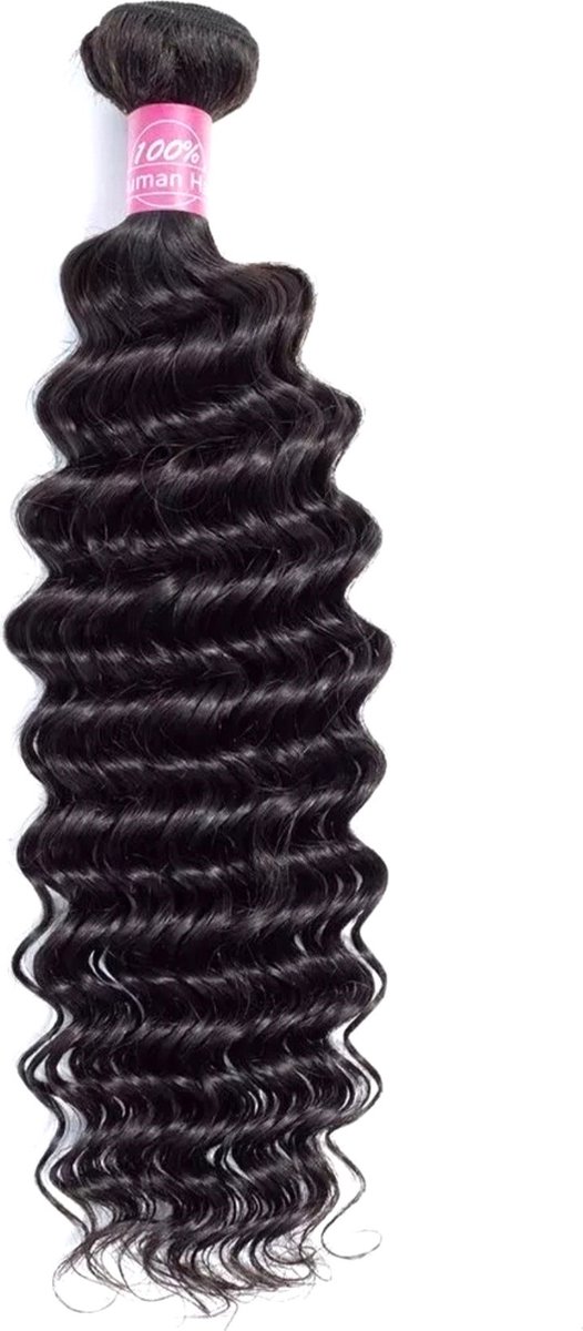 Frazimashop - Hairextention- Braziliaans Remy weave- Hair-22 inches- Haarstuks- Diep Golf- 1Stuks Bundel- 1B- Haarextenties- Human Hair