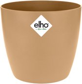 Elho Brussels Rond 14 - Bloempot voor Binnen - 100% Gerecycled Plastic - Ø 13.5 x H 12.6 cm - Koekjesbruin
