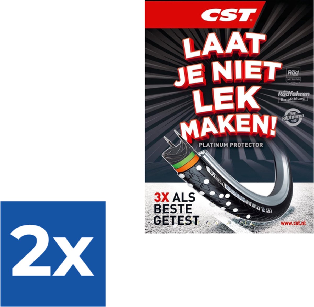 Buitenband CST Platinum Protector 28 x 1.40 / 37-622 mm - zwart met reflectie - Voordeelverpakking 2 stuks