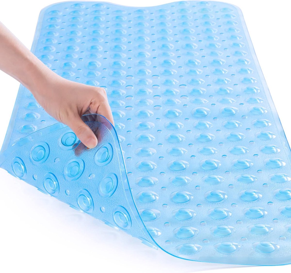 Antislip badmat, 40 x 100 cm, Antislipmat, BPA-vrij met zuignappen, Douchemat, Antislipmat voor badkuip, douche, kinderen en volwassenen, Blauw.