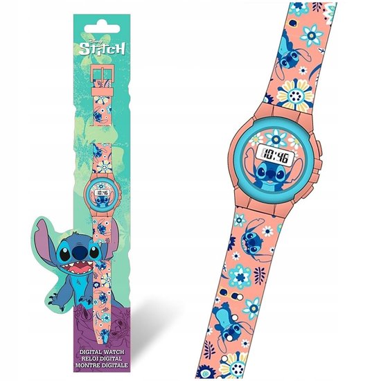 Stitch Disney Zalmkleurig Horloge voor Meisjes, Digitaal Horloge