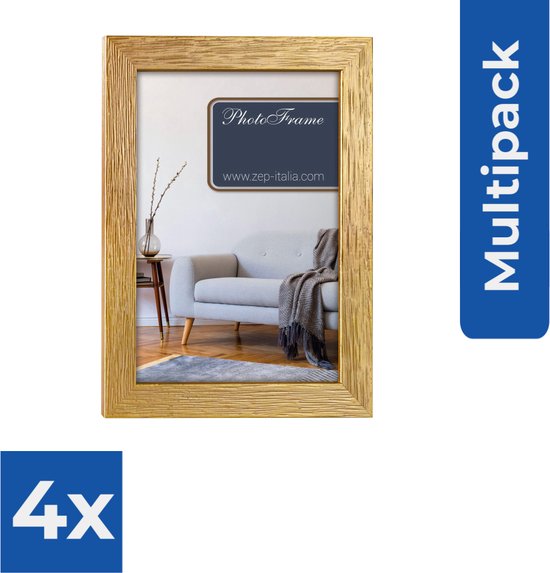 ZEP - Houten fotolijst Lienz goud voor foto formaat 13x18 - V657G - Fotolijst - Voordeelverpakking 4 stuks