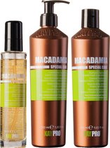 KayPro Macadamia set shampoo 350ml & conditioner 350ml & haarserum 100ml - bundel ideaal voor het verzorgen van droog, fijn en beschadigd haar - haarverzorging set - Geschenkset - Giftset - voordeelverpakking