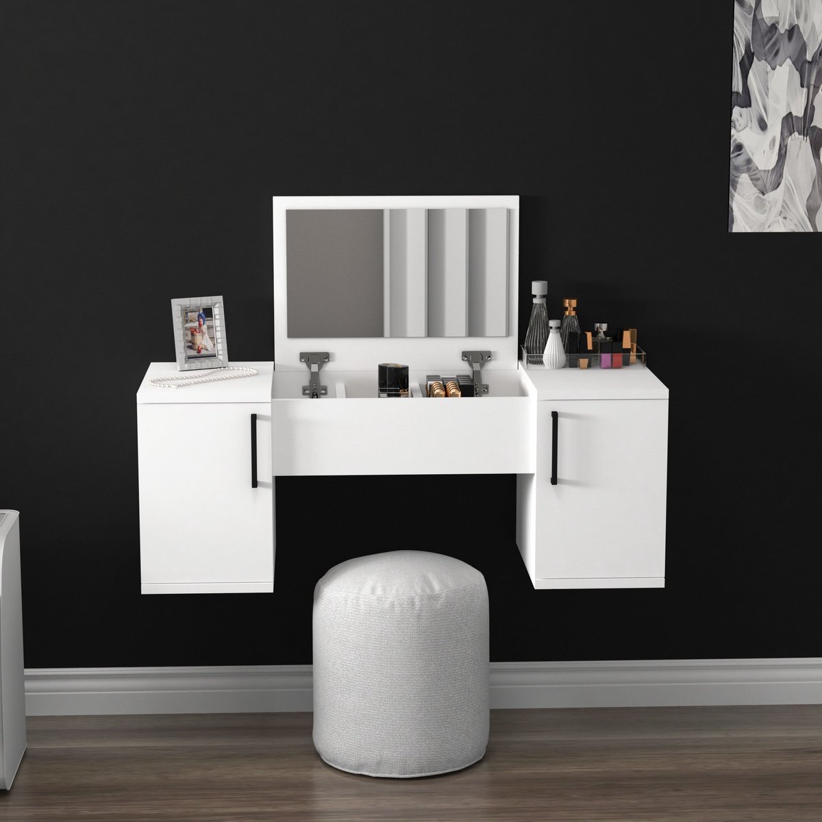 Asir make-uptafel – wit – 100 x 74,1 x 35 cm