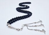 Tasbih 99 Kralen Natuursteen "Mat zwart onyx" – Met tassel Metaal -Tasbeeh 8 mm diameter van de korrel - Model1- Een cadeau voor Moederdag en Vaderdag