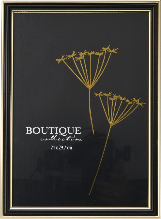 H&S Collection Fotolijstje voor een foto van 21 x 30 cm - zwart/goud - luxe uitstraling