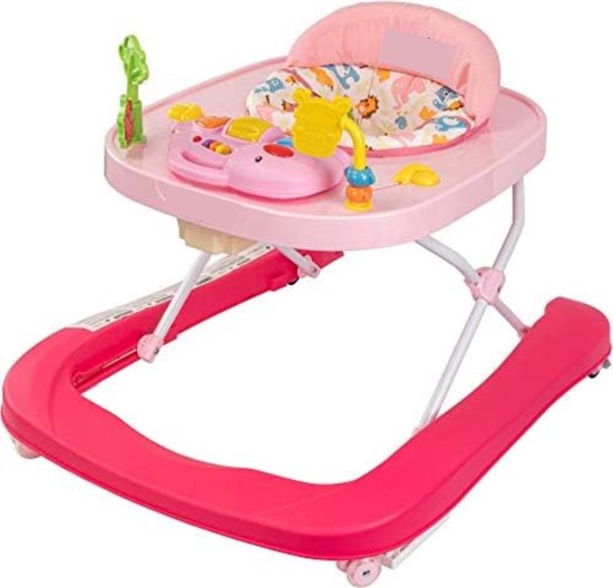 Loopstoel baby - Loopstoel met schommelfunctie - Loopstoeltje baby - Roze