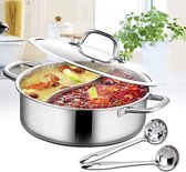 Bol.com Roestvrijstalen Hot Pot - Hot Pot Pan - Chinese Fondue - Gasfornuis - Inductiekookplaat - Zilver aanbieding
