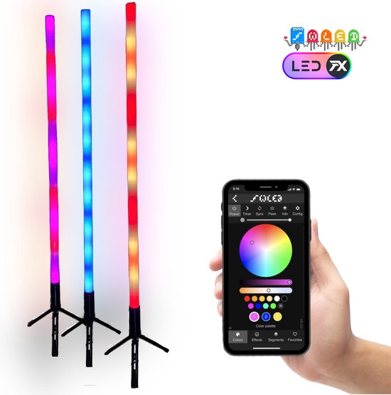 Vitaleds - slimme LED bar - 1,20 meter - 100 unieke effecten - synchroniseert op muziek - sfeerlamp - ambiance verlichting - vloerlamp - met app - LED sfeerverlichting - RGB-IC