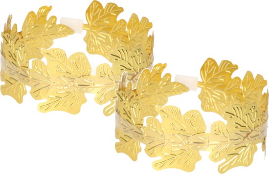 Fiestas Guirca Verkleed haarband lauwerkrans - 2x - heren - goud - Romeinse rijk thema party - Julius Caesar