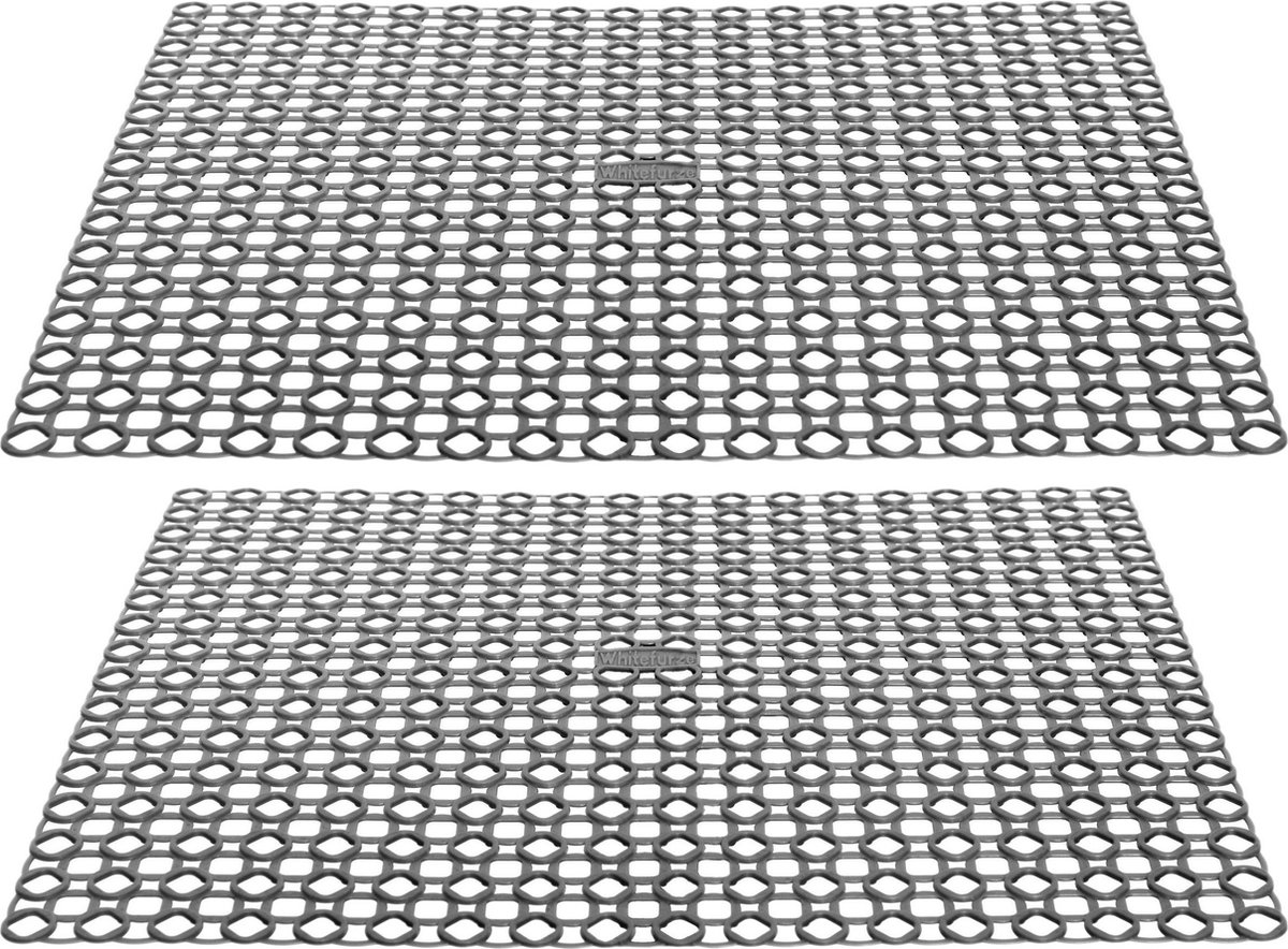 Whitefurze Gootsteenmat Spoelbakmat 2x grijs kunststof 35 x 35 cm afdruipmat
