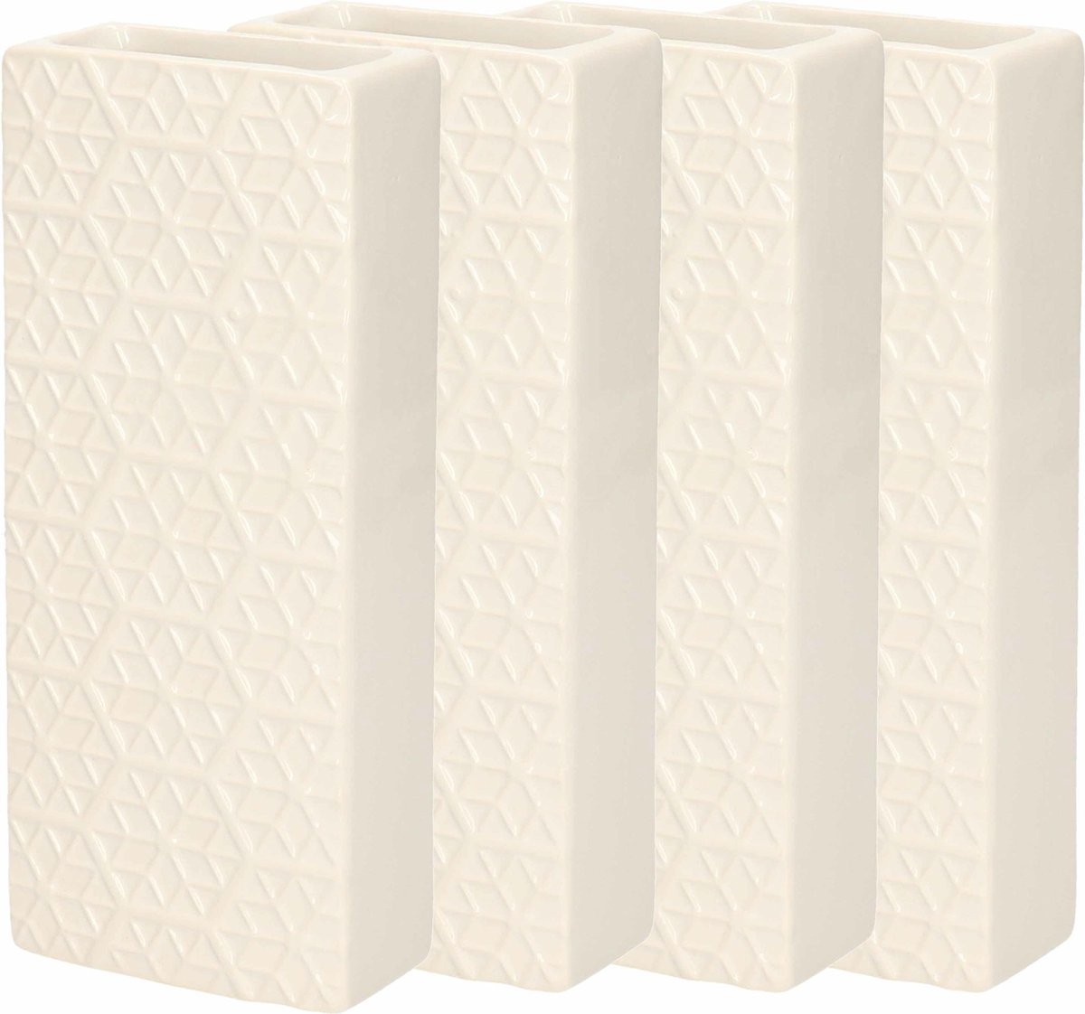 Gerimport Waterverdamper - 8x - ivoor wit - keramiek - 400 ml - radiatorbak luchtbevochtiger - 7,4 x 17,7 cm