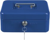 AMIG Geldkistje met 2 sleutels - blauw - staal - muntbakje - 25 x 18 x 9 cm - inbraakbeveiliging
