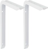 AMIG Plankdrager/planksteun van aluminium - 2x - gelakt wit - H300 x B200 mm - heavy support - boekenplank steunen