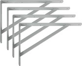 AMIG Plankdrager/planksteun van metaal - 4x - gelakt grijs - H250 x B200 mm - boekenplank steunen - tot 320 kg
