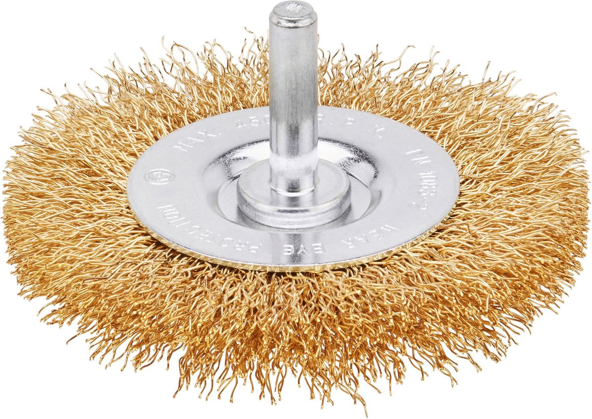 IRWIN Staaldraadborstel messing (boormachine) voor hout, diameter: 75mm. Dikte: 10mm.