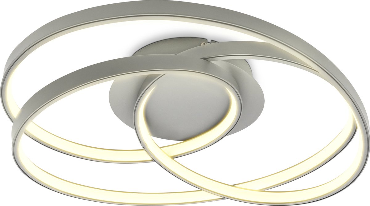 B.K.Licht - LED Plafondlamp Ringen - voor woonkamer - zilver - ronde plafonniére - 3.000 K - 4.600 Lm - 35 W